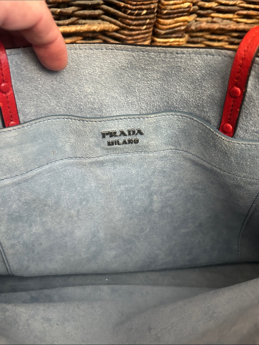Prada Red Etiquette tote in Glacé calf leather GUC Retails $2200 with COA - Picture 10 of 17